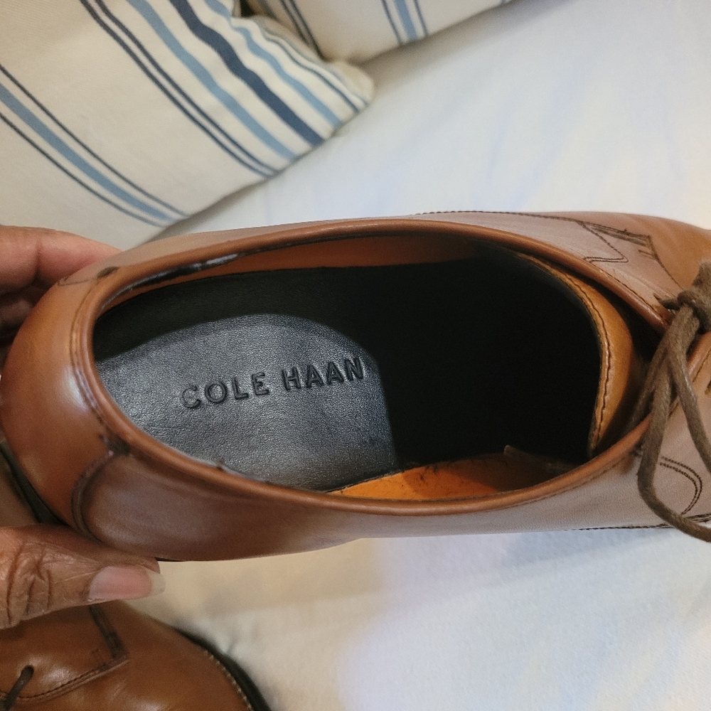 Cole Haan Mens Lenox Hill British Tan Cap Toe Lace Up Dress Oxfords Size 10.5 M - Picture 7 of 11
